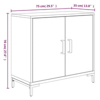 Credenza Nera 75x35x70 cm Legno Massello di Pino Riciclato cod mxl 5623