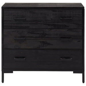 Cassettiera Nera 75x35x70 cm in Legno Massello di Pino 349926