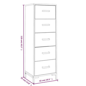 Cassettiera 42x35x110 cm in Legno Massello di Pino 349927