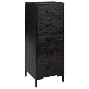 Cassettiera Nera 42x35x110 cm in Legno Massello di Pino 349928