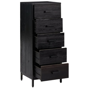 Cassettiera Nera 42x35x110 cm in Legno Massello di Pino 349928