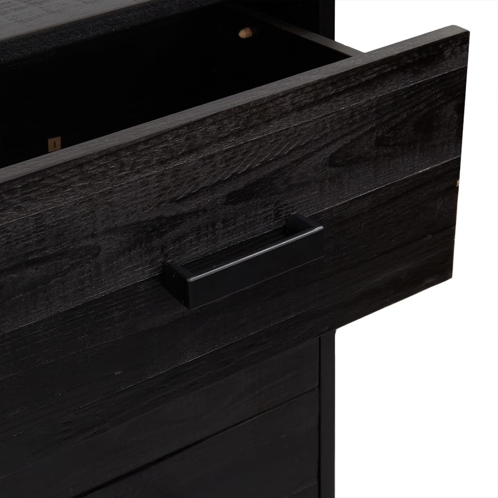 Cassettiera Nera 42x35x110 cm in Legno Massello di Pino 349928