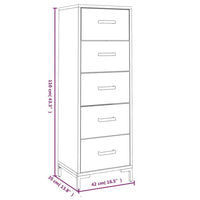 Cassettiera Nera 42x35x110 cm Legno Massello di Pino Riciclato cod mxl 71144