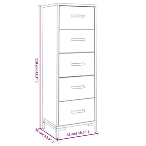 Cassettiera Nera 42x35x110 cm Legno Massello di Pino Riciclato cod mxl 71144