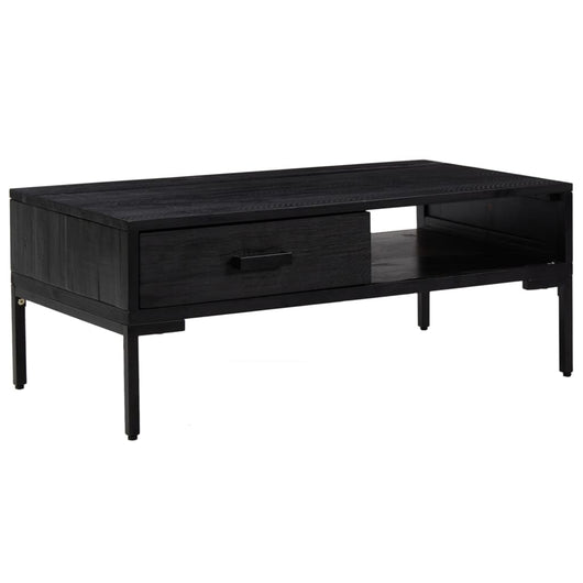 Tavolino da Salotto Nero 90x50x35 cm in Legno Massello di Pino 349930