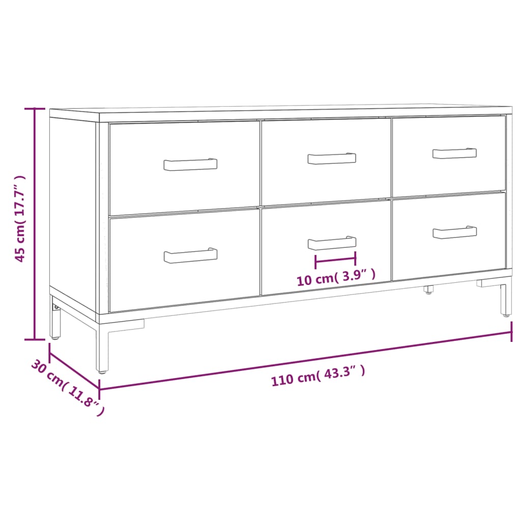 Panca Portaoggetti Nera 110x30x45 cm in Legno Massello Pino 349932