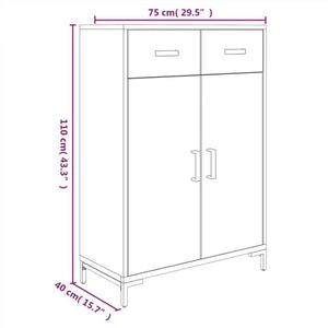 Scarpiera Nera 75x40x110 cm Legno Massello di Pino Riciclato cod mxl 43225