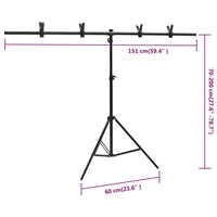 Supporto per Sfondo a T Nero 151x60x(70-200) cm cod mxl 77558