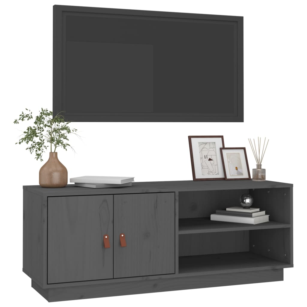 Mobile Porta TV Grigio 105x34x40 cm in Legno Massello di Pino 818222