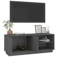 Mobile Porta TV Grigio 105x34x40 cm in Legno Massello di Pino