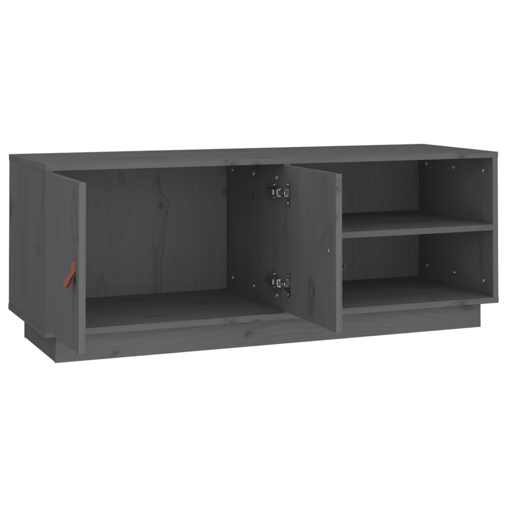 Mobile Porta TV Grigio 105x34x40 cm in Legno Massello di Pino 818222