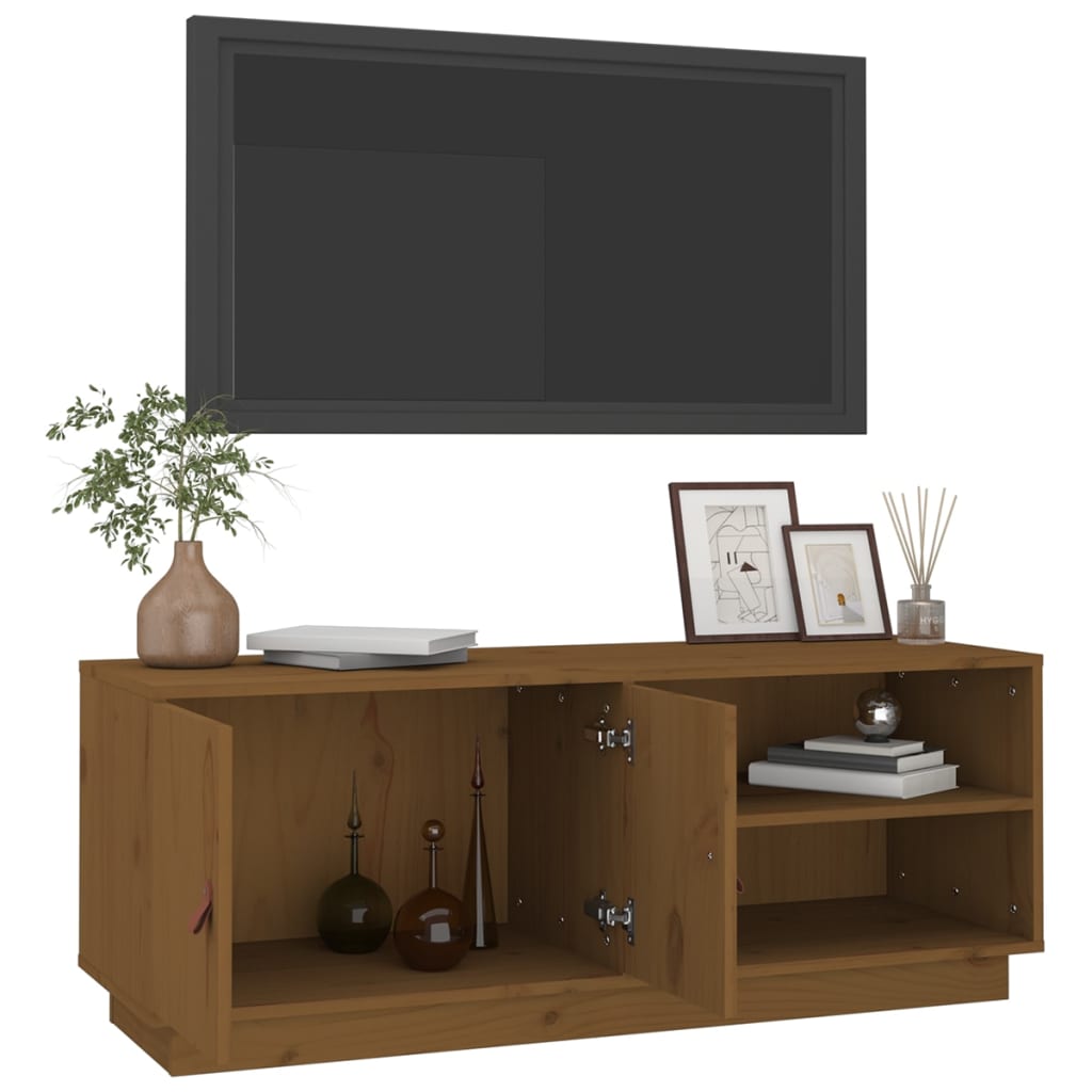 Mobile Porta TV Miele 105x34x40 cm in Legno Massello di Pino