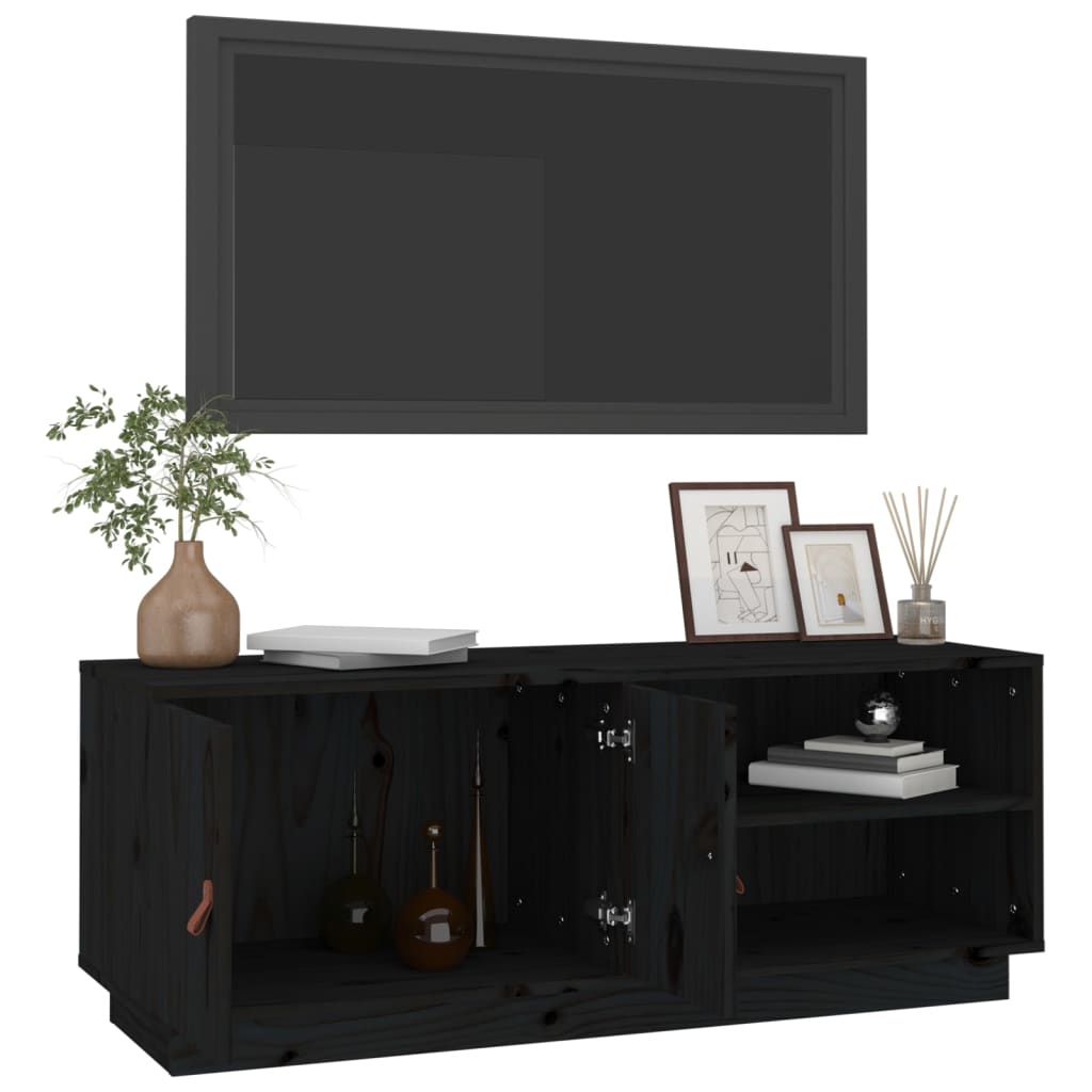 Mobile Porta TV Nero 105x34x40 cm in Legno Massello di Pino cod mxl 13113