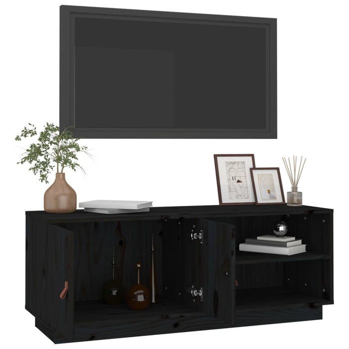 Mobile Porta TV Nero 105x34x40 cm in Legno Massello di Pino cod mxl 13113