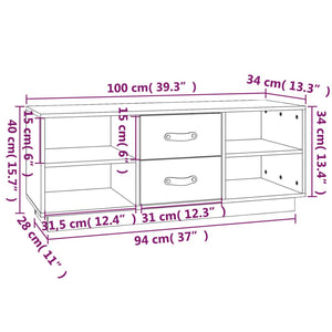 Mobile Porta TV Bianco 100x34x40 cm in Legno Massello di Pino