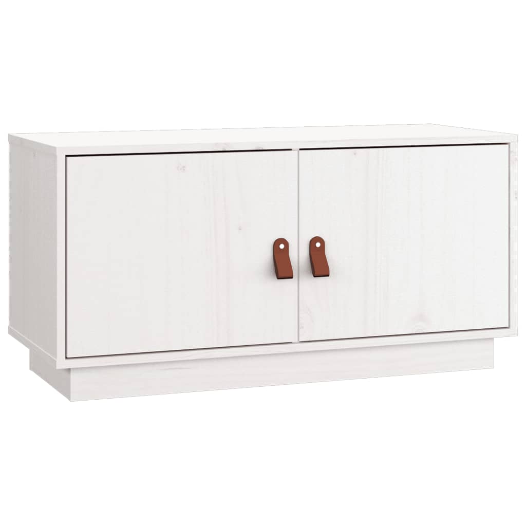 Mobile Porta TV Bianco 80x34x40 cm in Legno Massello di Pino 818231