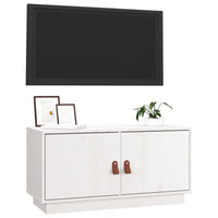 Mobile Porta TV Bianco 80x34x40 cm in Legno Massello di Pino 818231