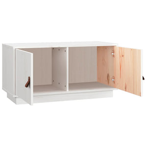 Mobile Porta TV Bianco 80x34x40 cm in Legno Massello di Pino 818231