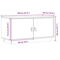 Mobile Porta TV Bianco 80x34x40 cm in Legno Massello di Pino 818231