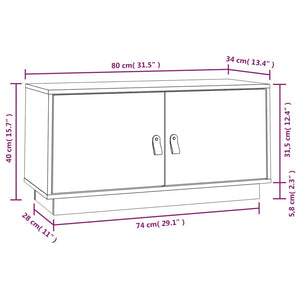 Mobile Porta TV Bianco 80x34x40 cm in Legno Massello di Pino 818231