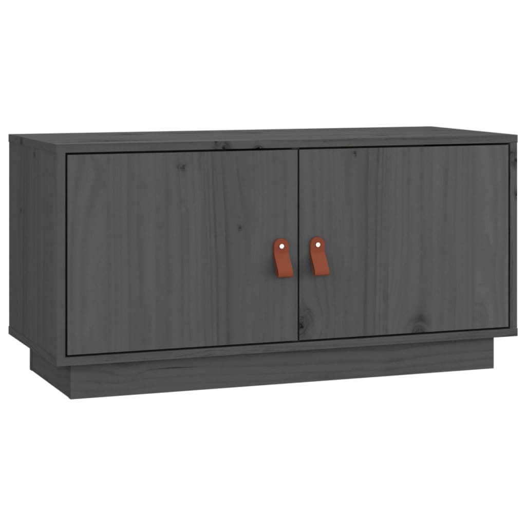 Mobile Porta TV Grigio 80x34x40 cm in Legno Massello di Pino 818232