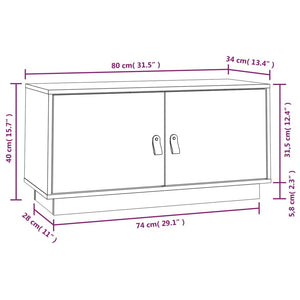 Mobile Porta TV Grigio 80x34x40 cm in Legno Massello di Pino 818232