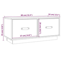 Mobile Porta TV Bianco 80x34x35 cm in Legno Massello di Pino