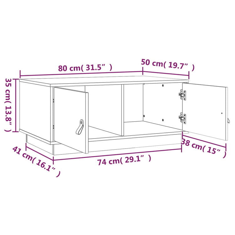 Tavolino da Salotto 80x50x35 cm Legno Massello di Pino