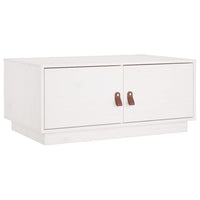 Tavolino da Salotto Bianco 80x50x35cm in Legno Massello di Pino