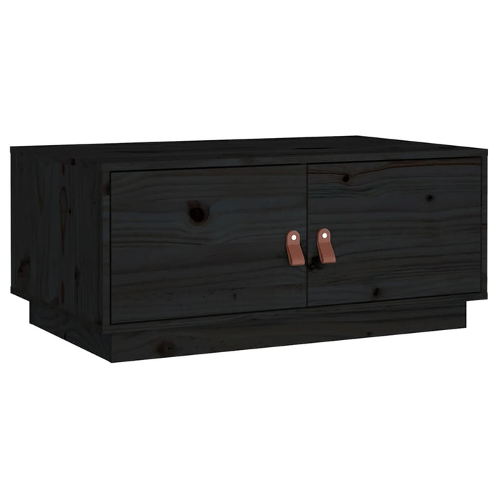 Tavolino da Salotto Nero 80x50x35 cm in Legno Massello di Pino