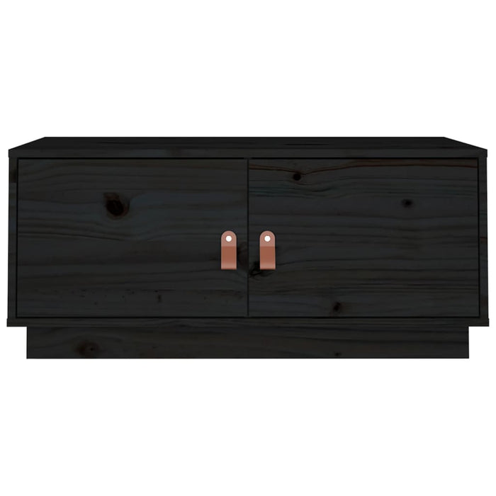 Tavolino da Salotto Nero 80x50x35 cm in Legno Massello di Pino