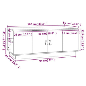 Tavolino da Salotto Grigio 100x50x41 cm Legno Massello di Pino 818257