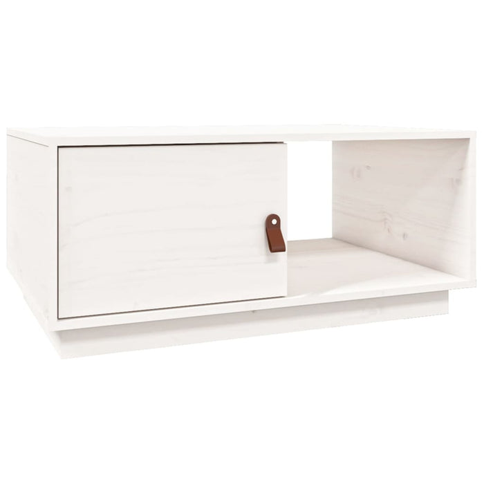 Tavolino da Salotto Bianco 80x50x35,5 cm Legno Massello di Pino