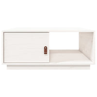 Tavolino da Salotto Bianco 80x50x35,5 cm Legno Massello di Pino