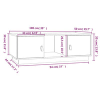 Tavolino da Salotto Grigio 100x50x35 cm Legno Massello di Pino