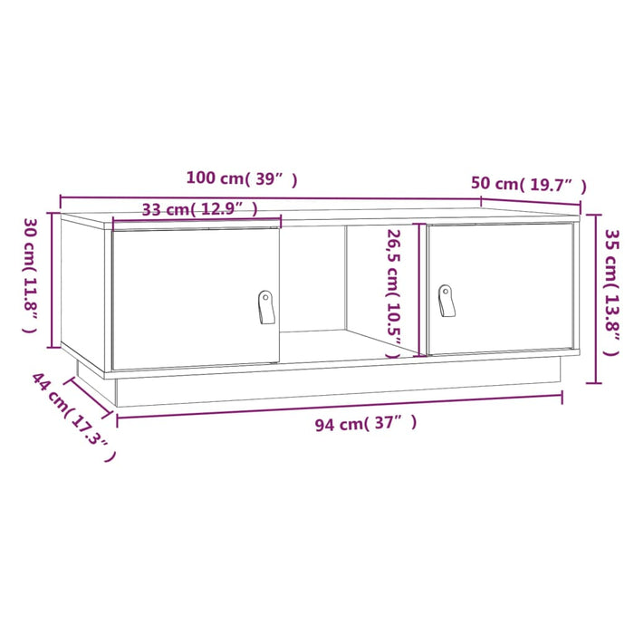 Tavolino da Salotto Miele 100x50x35 cm Legno Massello di Pino cod mxl 25690