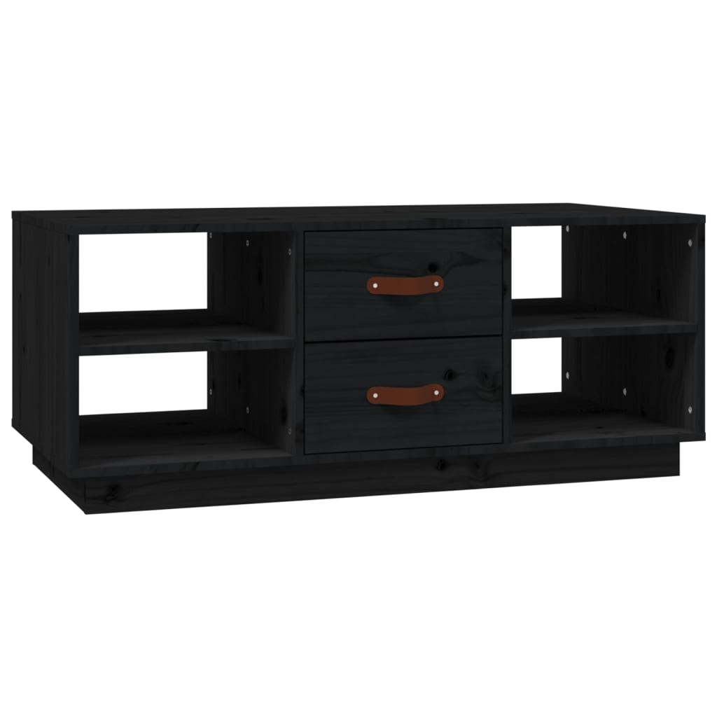 Tavolino da Salotto Nero 100x50x41 cm in Legno Massello di Pino cod mxl 25756