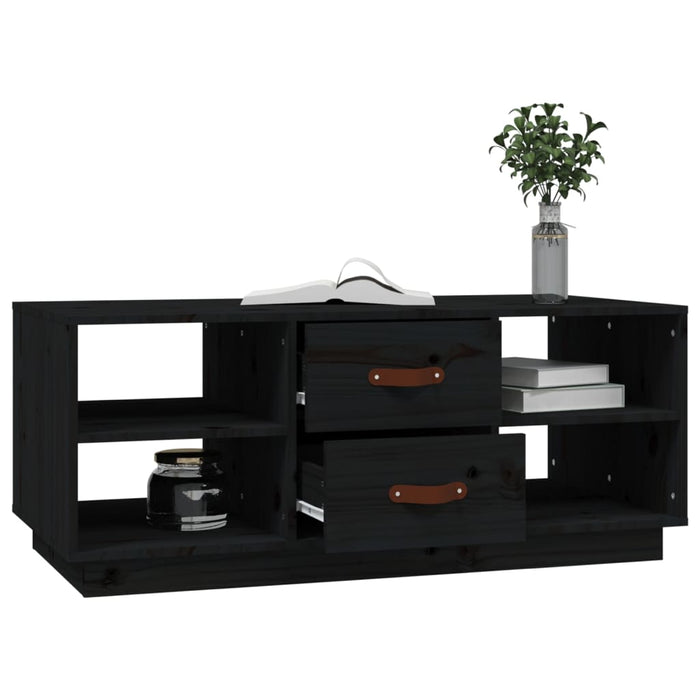 Tavolino da Salotto Nero 100x50x41 cm in Legno Massello di Pino cod mxl 25756