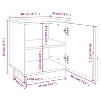 Comodini Grigio 2 pz 40x34x45 cm in Legno Massello di Pino 818276