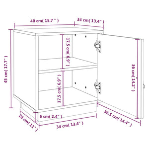 Comodini Grigio 2 pz 40x34x45 cm in Legno Massello di Pino 818276