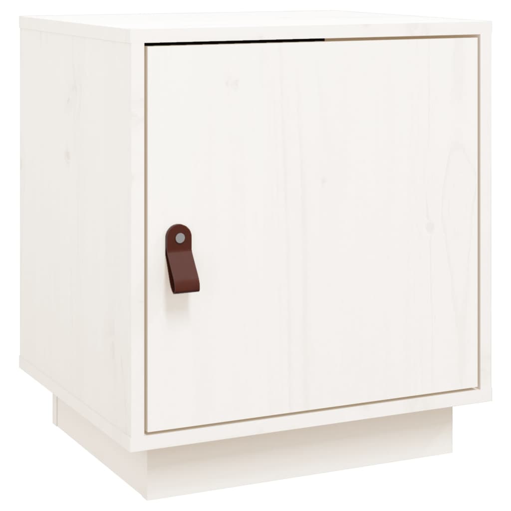 Comodino Bianco 40x34x45 cm in Legno Massello di Pino cod mxl 29961