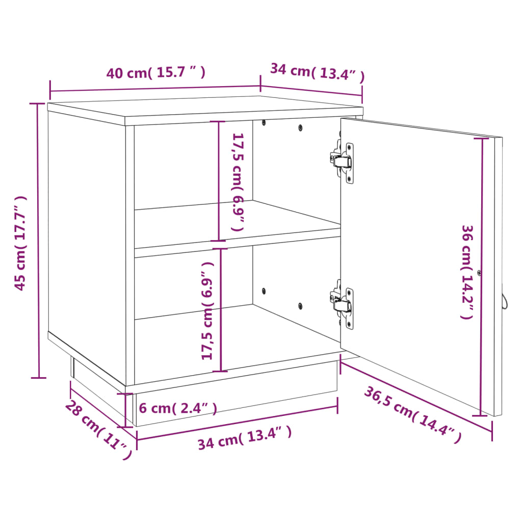 Comodini Grigi 2 pz 40x34x45 cm in Legno Massello di Pino cod mxl 30464