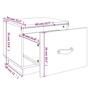 Comodino Bianco 40x34x35 cm in Legno Massello di Pino 818287