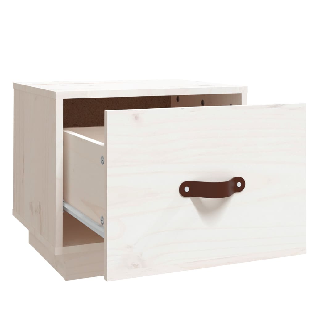 Comodini 2 pz Bianco 40x34x35 cm in Legno Massello di Pino cod mxl 30091