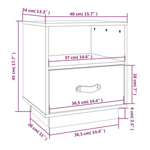 Comodino Grigio 40x34x45 cm in Legno Massello di Pino cod mxl 30569