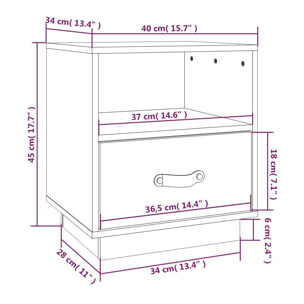 Comodini Grigi 2 pz 40x34x45 cm in Legno Massello di Pino cod mxl 29959