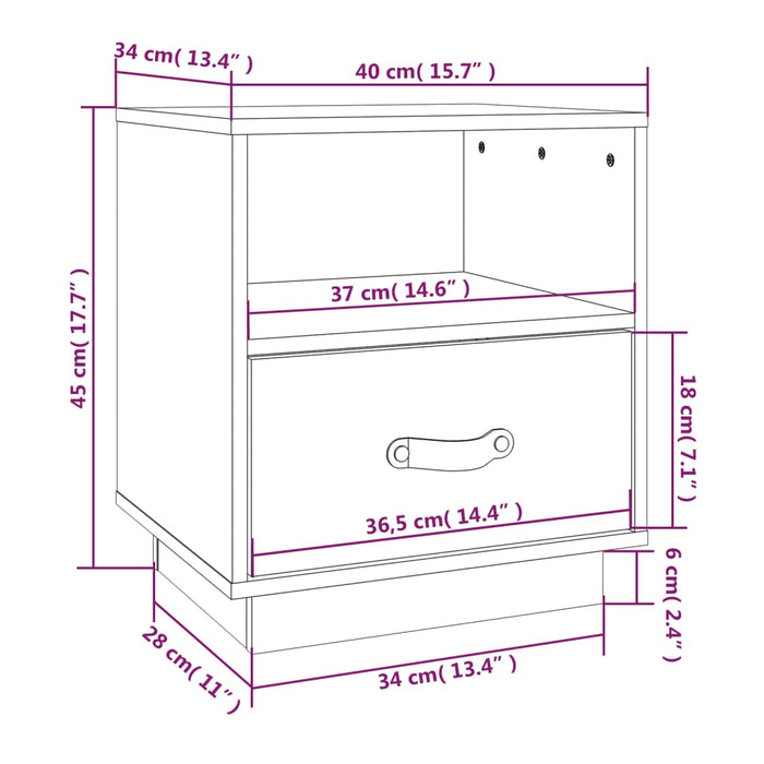 Comodini Grigi 2 pz 40x34x45 cm in Legno Massello di Pino cod mxl 29959