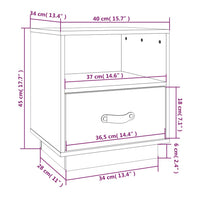 Comodini Grigi 2 pz 40x34x45 cm in Legno Massello di Pino 818300