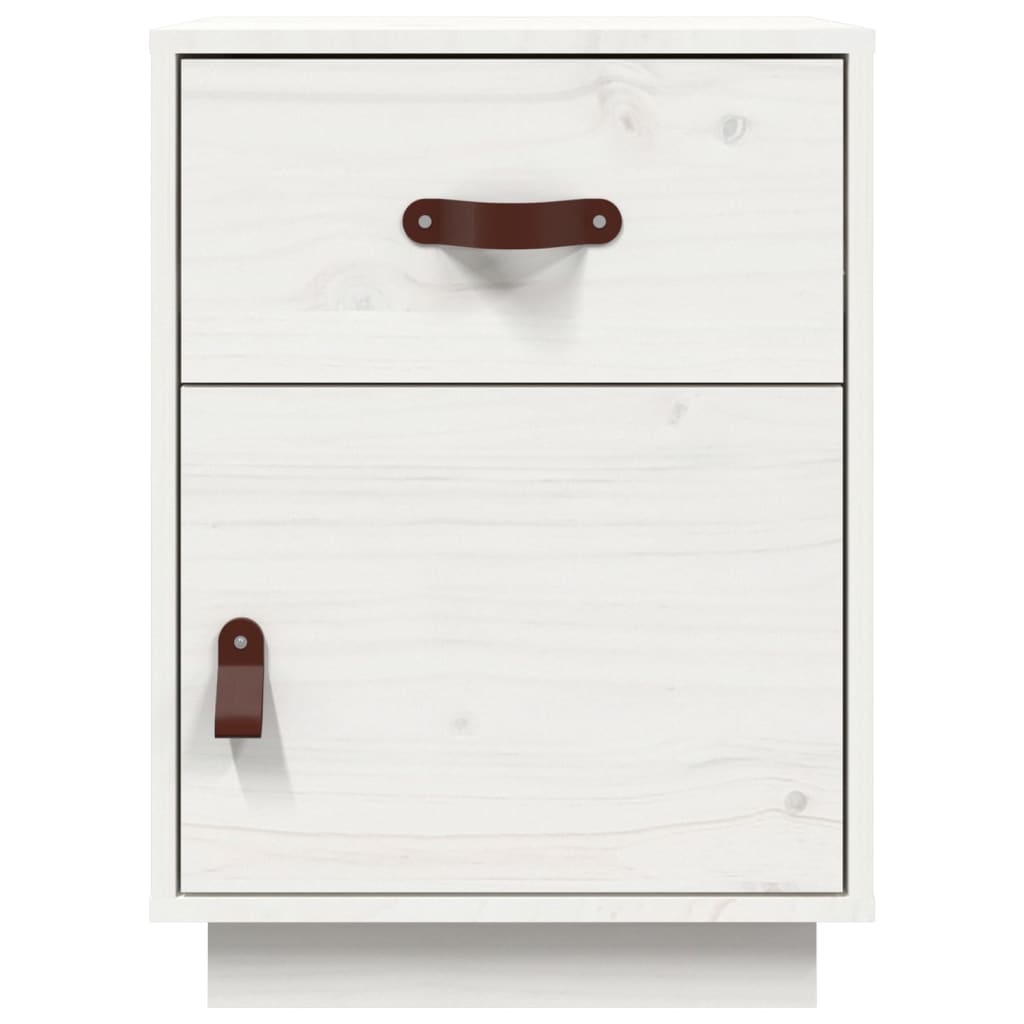 Comodino Bianco 40x34x55 cm in Legno Massello di Pino cod mxl 29885