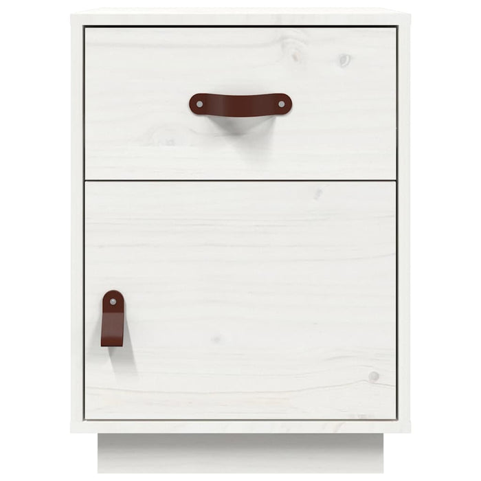 Comodino Bianco 40x34x55 cm in Legno Massello di Pino 818307